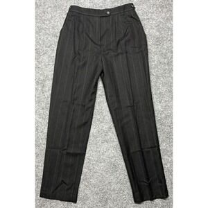 Vintage Benard Couture Dress Pants Womens 12 Black Striped Pockets Wool Blend